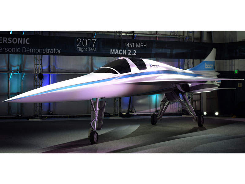 The XB-1 supersonic demonstrator aeroplane was introduced in November 2016. Credit: Boom Technologies.