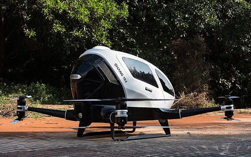 The aircraft can take-off and land vertically. Credit: EHang.