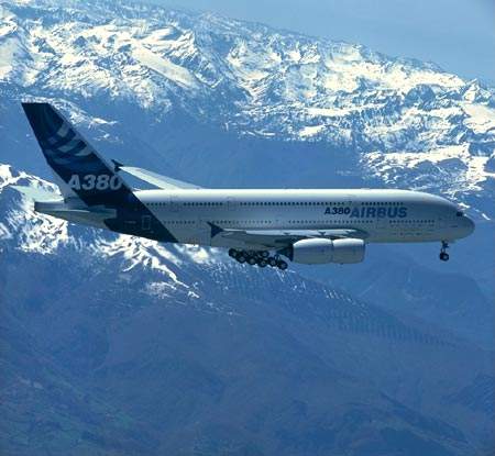 The A380 superjumbo, the world's first twin-deck, twin-aisle airliner.